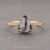 1.61 Carat Black Speckled Pear Diamond Engagement Ring, Jules Setting, 14K Yellow Gold