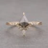 1.23 Carat Black Speckled Kite Diamond Engagement Ring, Avaline Setting, 14K Yellow Gold