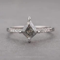 1.29 Carat Canadian Salt And Pepper Kite Diamond Engagement Ring, Jules Setting, Platinum