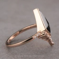 2.59 Carat Black Speckled Kite Diamond Engagement Ring, Bezel Avaline Setting, 14K Rose Gold -Point No Point Studio Store 240085 2