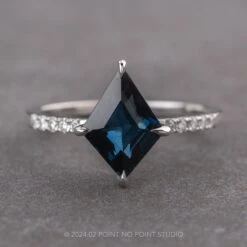 2.08 Carat Blue Kite Sapphire And Diamond Engagement Ring, Jules Setting, Platinum