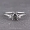 1.09 Carat Salt And Pepper Pear Diamond Engagement Ring, Zoe Setting, Platinum