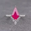 1.52 Carat Fuchsia Pink Kite Ruby And Diamond Engagement Ring, Avaline Setting, Platinum