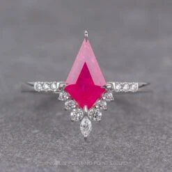 1.52 Carat Fuchsia Pink Kite Ruby And Diamond Engagement Ring, Avaline Setting, Platinum