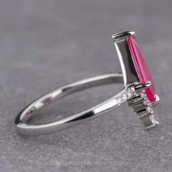 1.52 Carat Fuchsia Pink Kite Ruby And Diamond Engagement Ring, Avaline Setting, Platinum 12 1.52 Carat Fuchsia Pink Kite Ruby And Diamond Engagement Ring, Avaline Setting, Platinum -Point No Point Studio Store 240112 2