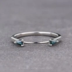 Baguette Sapphire Wedding Cuff, Harper Setting, 14k White Gold