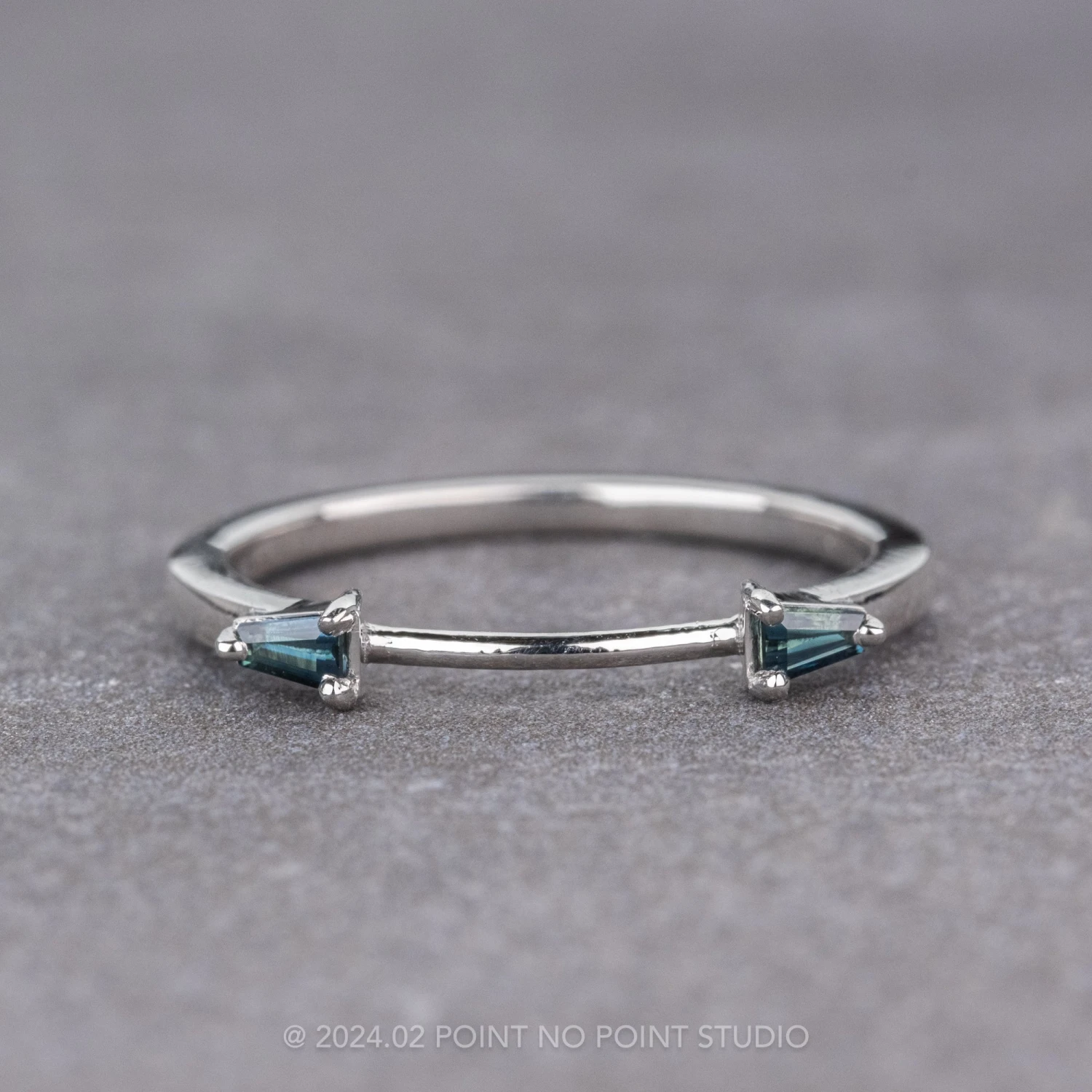 Baguette Sapphire Wedding Cuff, Harper Setting, 14k White Gold 1 Baguette Sapphire Wedding Cuff, Harper Setting, 14k White Gold