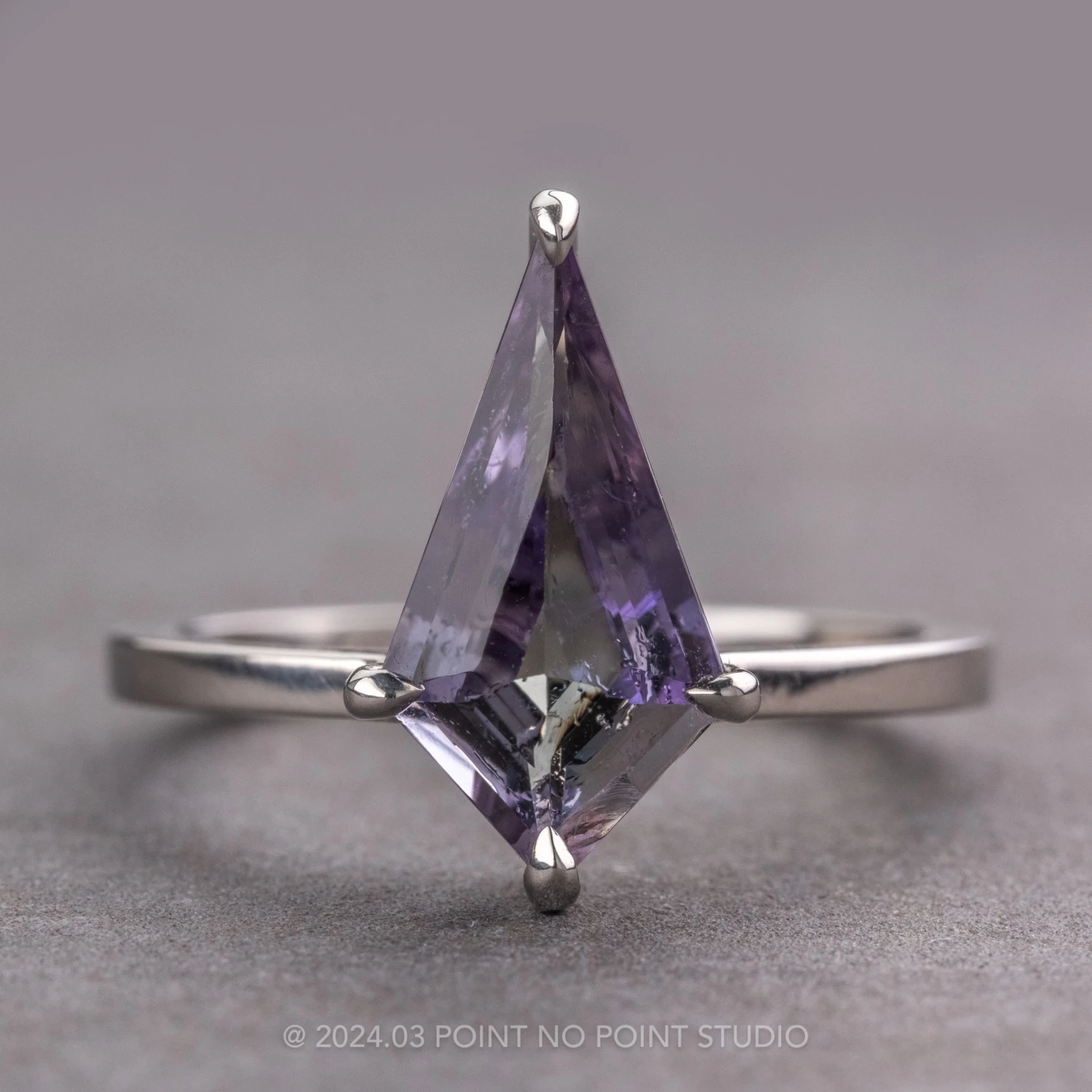 1.97 Carat Purple Kite Tanzanite Engagement Ring, Lark Setting, Platinum 1 1.97 Carat Purple Kite Tanzanite Engagement Ring, Lark Setting, Platinum