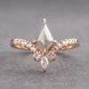1.24 Carat Icy Grey Kite Diamond Engagement Ring, Willa Setting, 14K Rose Gold