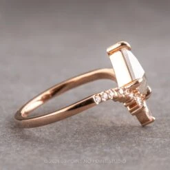 1.24 Carat Icy Grey Kite Diamond Engagement Ring, Willa Setting, 14K Rose Gold -Point No Point Studio Store 240140 2