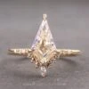 1.71 Carat Kite Moissanite Engagement Ring, Avaline Setting, 14K Yellow Gold