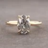 2.14 Carat Canadian Salt And Pepper Oval Diamond Engagement Ring, Basket Jane Setting, 14K Yellow Gold