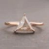 2.03 Carat Orange Speckled Icy White Triangle Diamond Engagement Ring, Jane Setting, 14K Rose Gold