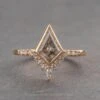 1.11 Carat Canadian Salt And Pepper Kite Diamond Engagement Ring, Bezel Avaline Setting, 14K Yellow Gold