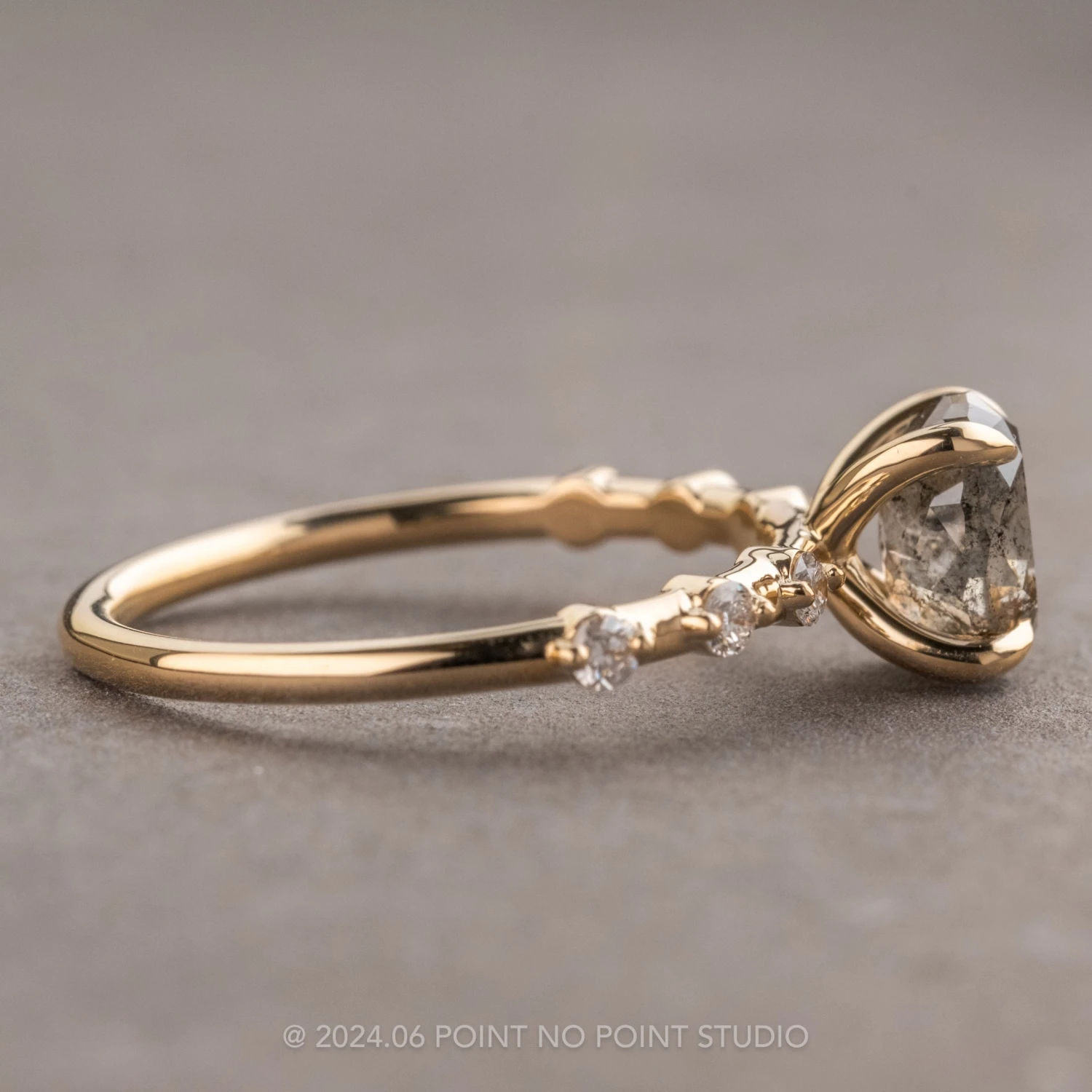 1.25 Carat Black Speckled Oval Diamond Engagement Ring, Nova Setting, 14K Yellow Gold 5 1.25 Carat Black Speckled Oval Diamond Engagement Ring, Nova Setting, 14K Yellow Gold - Image 5