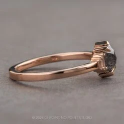 .73 Carat Black Speckled Hexagon Diamond Engagement Ring, Betty Setting, 14k Rose Gold 10 .73 Carat Black Speckled Hexagon Diamond Engagement Ring, Betty Setting, 14k Rose Gold -Point No Point Studio Store 240277 2
