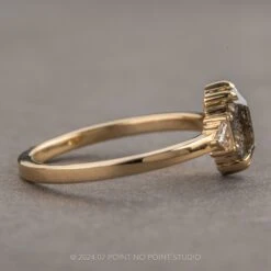 .87 Carat Salt And Pepper Hexagon Diamond Engagement Ring, Beatrice Setting, 14k Yellow Gold -Point No Point Studio Store 240279 2