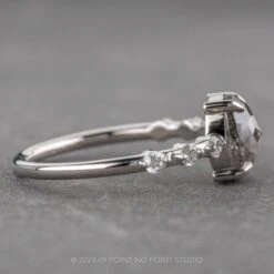 1.58 Carat Black Speckled Oval Diamond Engagement Ring, Nova Setting, Platinum -Point No Point Studio Store 240298 2