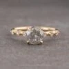 1.80 Carat Salt And Pepper Round Diamond Engagement Ring, Nova Setting, 14K Yellow Gold