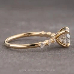 1.80 Carat Salt And Pepper Round Diamond Engagement Ring, Nova Setting, 14K Yellow Gold -Point No Point Studio Store 240305 2