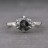 2.23 Carat Black Speckled Round Diamond Engagement Ring, Eliza Setting, Platinum