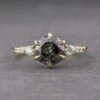 2.23 Carat Black Speckled Round Diamond Engagement Ring, Eliza Setting, 14K Yellow Gold