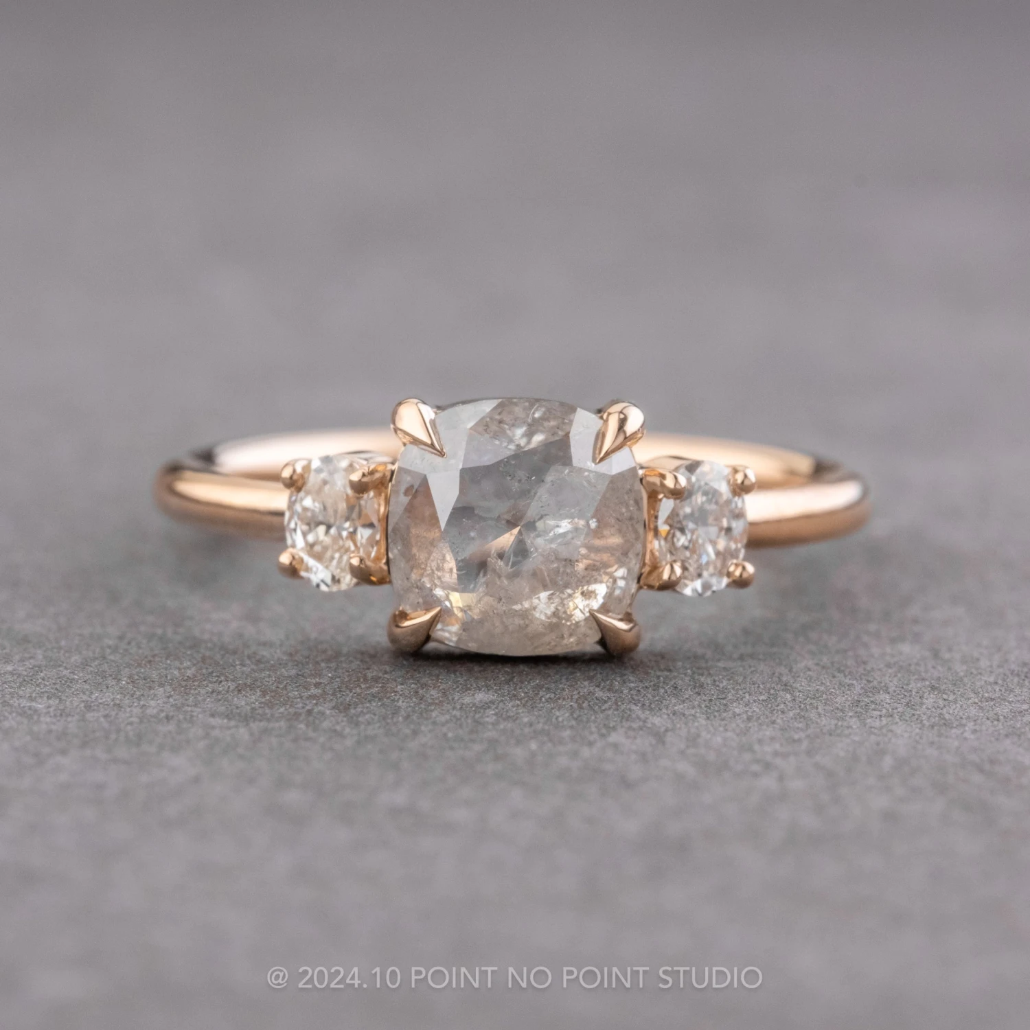 1.07 Carat Icy White Cushion Diamond Engagement Ring, Zoe Setting, 14K Peach Gold 2 1.07 Carat Icy White Cushion Diamond Engagement Ring, Zoe Setting, 14K Peach Gold - Image 2