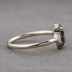 1.35 Carat Black Speckled Emerald Shaped Diamond Engagement Ring, Zoe Setting, 14k White Gold -Point No Point Studio Store 240325WG 2