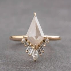 2.48 Carat Icy White Kite Diamond Engagement Ring, Wren Setting, 14K Yellow Gold