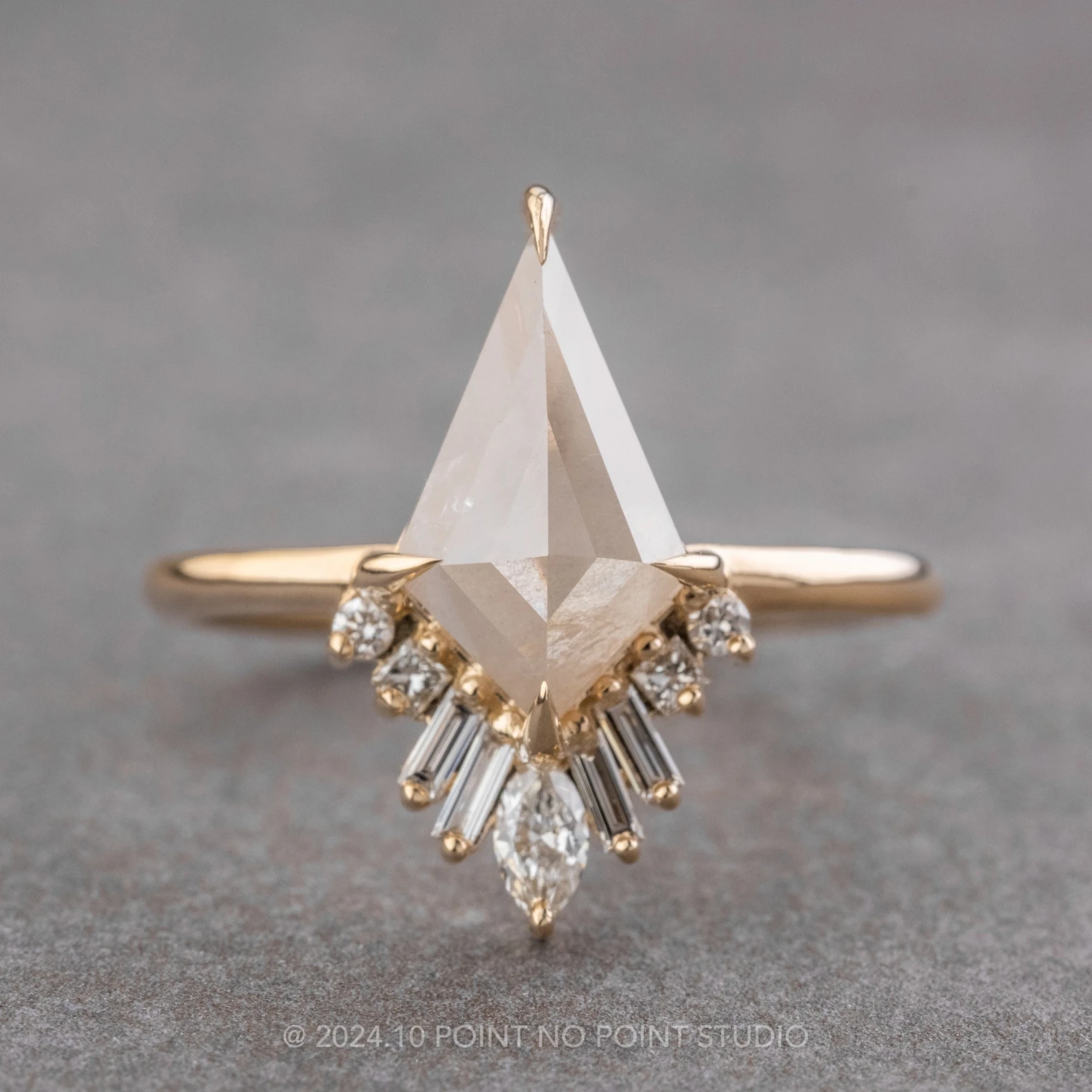 2.48 Carat Icy White Kite Diamond Engagement Ring, Wren Setting, 14K Yellow Gold 1 2.48 Carat Icy White Kite Diamond Engagement Ring, Wren Setting, 14K Yellow Gold