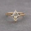 1.21 Carat Clear Lozenge Diamond Engagement Ring, Lark Setting, 14K Yellow Gold