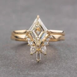 1.21 Carat Clear Lozenge Diamond Engagement Ring, Lark Setting, 14K Yellow Gold -Point No Point Studio Store 240328 3