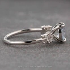 1.44 Carat Blue Oval Montana Sapphire And Diamond Engagement Ring, Phoebe Setting, Platinum -Point No Point Studio Store 240329 2