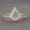 2.42 Carat Icy White Kite Diamond Engagement Ring, Sirena Setting, 14K Yellow Gold
