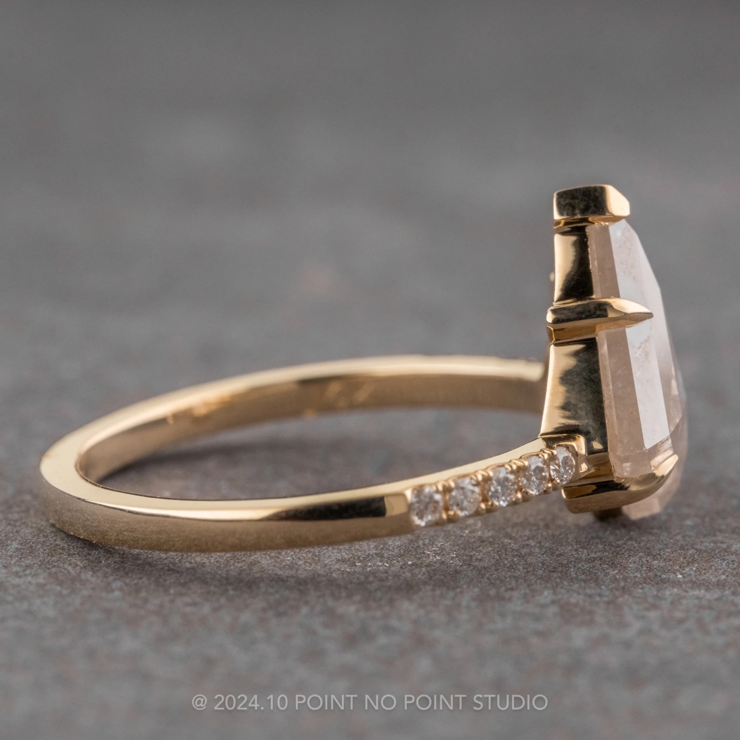 2.42 Carat Icy White Kite Diamond Engagement Ring, Sirena Setting, 14K Yellow Gold 6 2.42 Carat Icy White Kite Diamond Engagement Ring, Sirena Setting, 14K Yellow Gold - Image 6