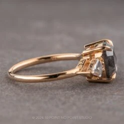2.59 Carat Black Speckled Asscher Diamond Engagement Ring, Zoe Setting, 14K Peach Gold 27 2.59 Carat Black Speckled Asscher Diamond Engagement Ring, Zoe Setting, 14K Peach Gold -Point No Point Studio Store 240337 2