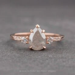 1.53 Carat Icy White Pear Diamond Engagement Ring, Eliza Setting, 14K Rose Gold