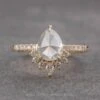 1.82 Carat Icy White Pear Diamond Engagement Ring, Avaline Setting, 14K Yellow Gold