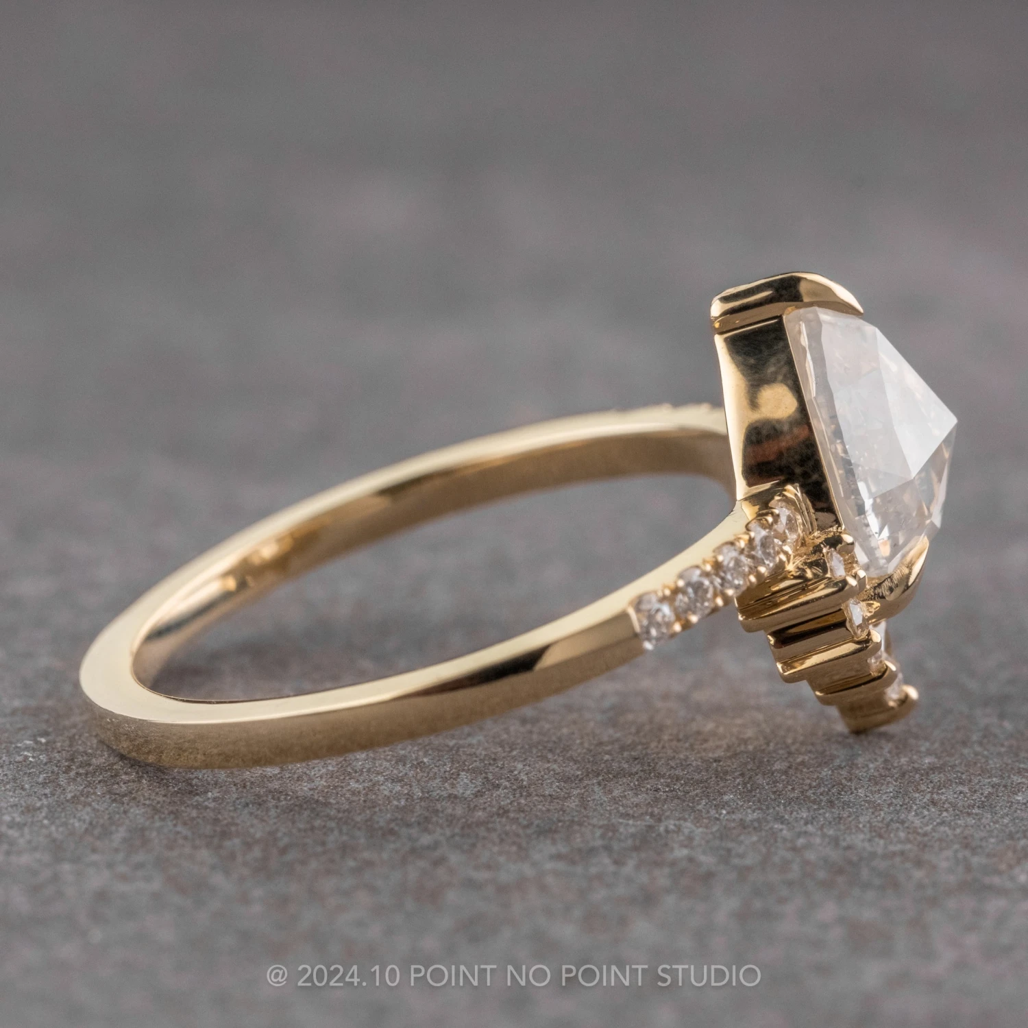 1.82 Carat Icy White Pear Diamond Engagement Ring, Avaline Setting, 14K Yellow Gold 5 1.82 Carat Icy White Pear Diamond Engagement Ring, Avaline Setting, 14K Yellow Gold - Image 5