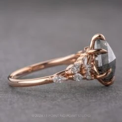 2.32 Carat Black Speckled Lozenge Diamond Engagement Ring, Winnie Setting, 14k Rose Gold -Point No Point Studio Store 240358 2