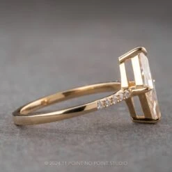 1.30 Carat Lozenge Moissanite Engagement Ring, Jules Setting, 14k Yellow Gold -Point No Point Studio Store 240363 2
