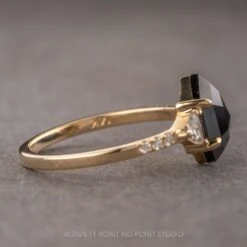 1.86 Carat Black Hexagon Diamond Engagement Ring, Eliza Setting, 14k Yellow Gold 10 1.86 Carat Black Hexagon Diamond Engagement Ring, Eliza Setting, 14k Yellow Gold -Point No Point Studio Store 240371 2