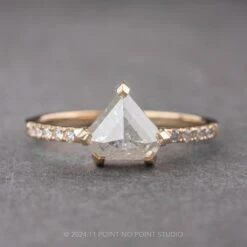 2.10 Carat Icy White Shield Diamond Engagement Ring, Sirena Setting, 14K Yellow Gold