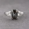 2.03 Carat Black Speckled Emerald Shaped Diamond Engagement Ring, Eloise Setting, 14k White Gold