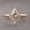 .72 Carat Icy Salt And Pepper Kite Diamond Engagement Ring, Ava Setting, 14K Yellow Gold