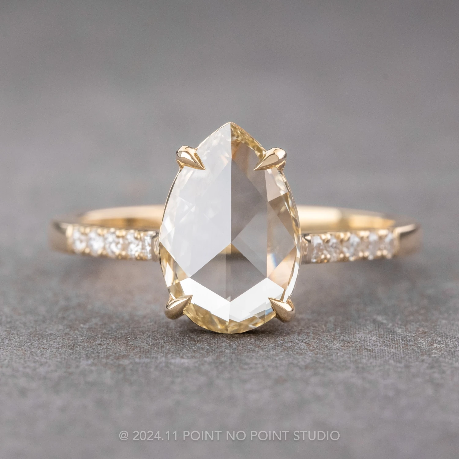 1.97 Carat Clear Pear Diamond Engagement Ring, Juliette Setting, 14K Yellow Gold 1 1.97 Carat Clear Pear Diamond Engagement Ring, Juliette Setting, 14K Yellow Gold