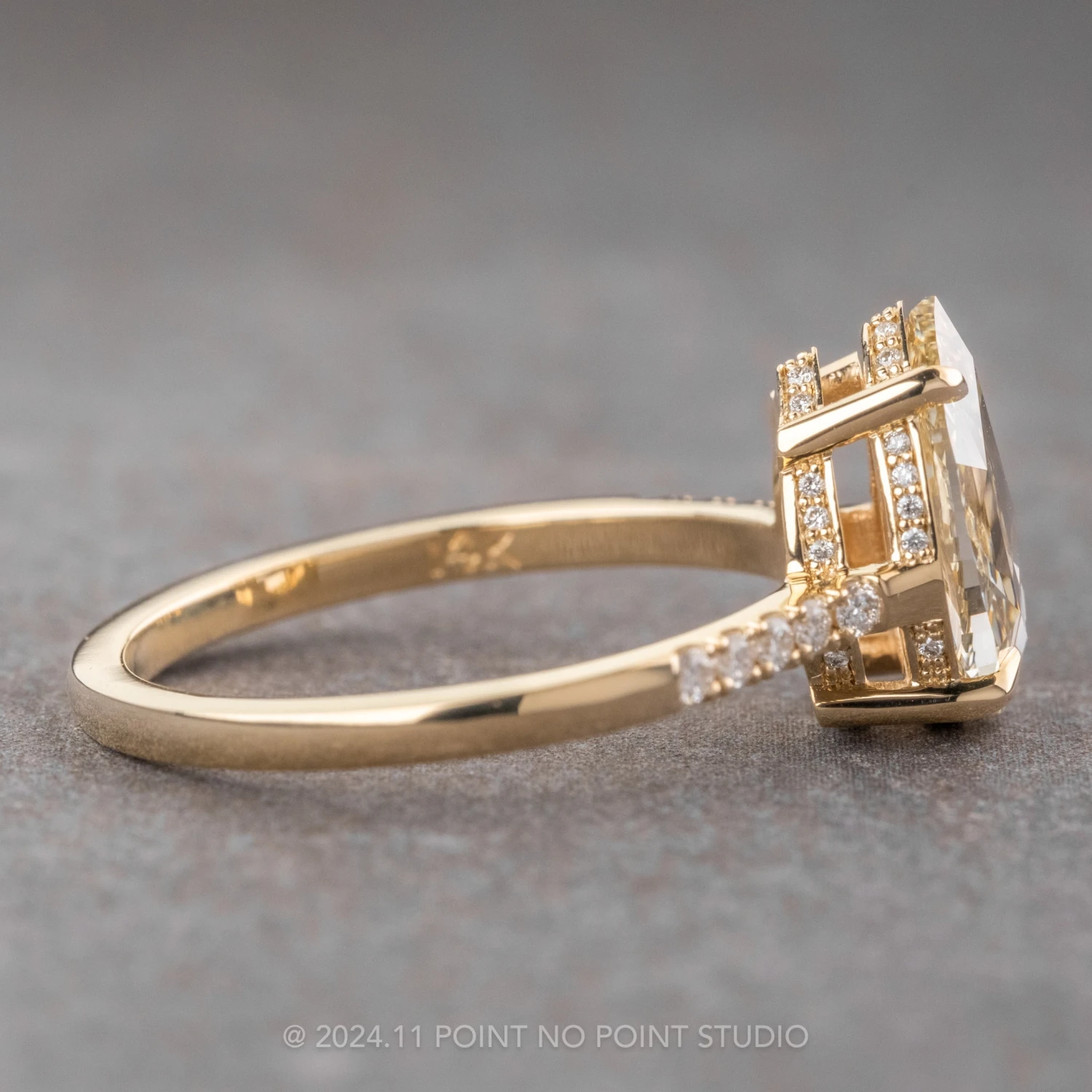 1.97 Carat Clear Pear Diamond Engagement Ring, Juliette Setting, 14K Yellow Gold 8 1.97 Carat Clear Pear Diamond Engagement Ring, Juliette Setting, 14K Yellow Gold - Image 8