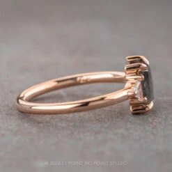 .86 Carat Black Speckled Emerald Shaped Diamond Engagement Ring, Zoe Setting, 14k Rose Gold 12 .86 Carat Black Speckled Emerald Shaped Diamond Engagement Ring, Zoe Setting, 14k Rose Gold -Point No Point Studio Store 240391 2