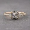 1.31 Carat Salt And Pepper Hexagon Diamond Engagement Ring, Eliza Setting, 14K Yellow Gold