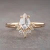 .82 Carat Icy Salt And Pepper Pear Diamond Engagement Ring, Ava Setting, 14K Yellow Gold